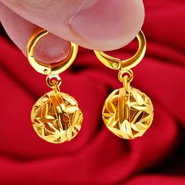 HOYON mode Simple 14K couleur or rond femmes boucles d'oreilles exquis Bijoux De mariage Aretes De Mujer Bijoux boucles d'oreilles De fiançailles 240113