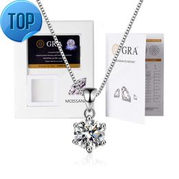 HOYON – collier en argent Sterling S925 couleur D VVS Moissanite pour femmes, bijoux avec boîte, chaîne à Six griffes, pendentif en vrai diamant 1Ct