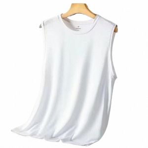 HPT Mens O-cuello transpirable Sleevel T Shirts Boys Cómodas camisetas elásticas Seda de hielo Chaleco deportivo Camisetas sin mangas Ropa de playa t4E2 #