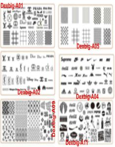 HQ 6style LO GO Brand Designs Nail Art Stamping Plate avec feuille de plastique Stamp Big XL Design Image Plates Transfer Polish Prin4381578