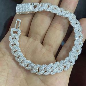 HQ GEMS 7,5 inch 10 mm Micro Prong Iced Moissanite VVS Diamant Cubaanse armbandverbinding Bling Diamond armbanden voor mannen