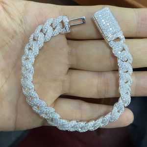 HQ GEMS 7 inch 10 mm Micro Pong S Sliver Wit Iced Out Vvs Diamond Moissanite Cuban Link armband