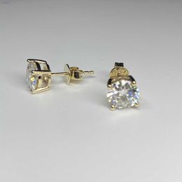 Hq Gems Real Gold 14k Yellow Gold Stud Earring Dames 1 karaat Moissanite Diamond Earring