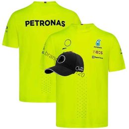 T-shirts HQ T-shirts 2024 T-shirt de grande taille Formule 1 |Manches courtes 3D imprimées Alonso Mercedes Aston Martin donne un chapeau blanc ou noir 1N1i