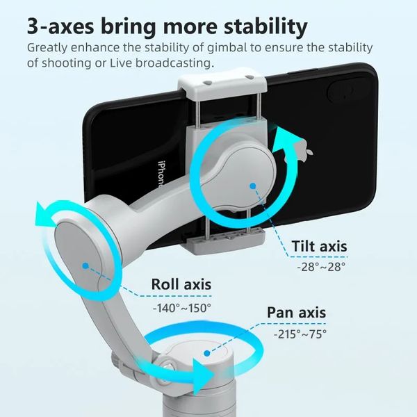 HQ3 Stabilisateur de cardan 3 axes pour smartphone pliable portable enregistrement vidéo Vlog stabilisateur anti-secousse pour iPhone Android