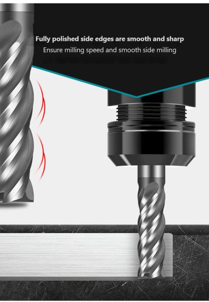 HRC70 4 FLUTE CARBUDE MILLING MUTTER TUNGSTEN END MILL CNC TOLLE 1 à 20 mm d'usinage en acier métal