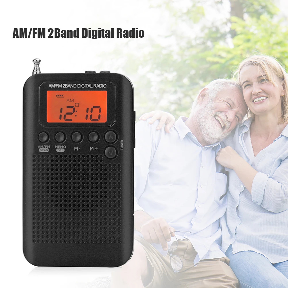 HRD-104 Digital Tuning Radio Stereo Antenna AM/FM 2-band Radio LCD Display Radio FM AM Pocket med förarens högtalare laddningsbar 240102