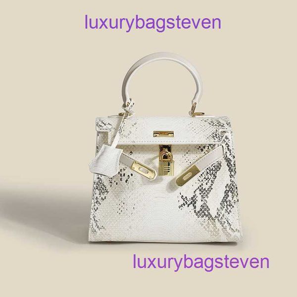 Hremms Kelyys Classic Designer Fashion Bag Mini bolso de segunda generación para mujeres en 2024 nuevo bolso pequeño portátil con patrón de serpiente de nicho con logotipo real