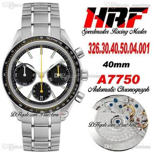 HRF Racing Master ETA A7750 Automatische Chronograph Mens Horloge Wit Black Dial Stopwatch RVS Bracelet Super editie 326.30.40.50.04.001 Puretime HR02C3