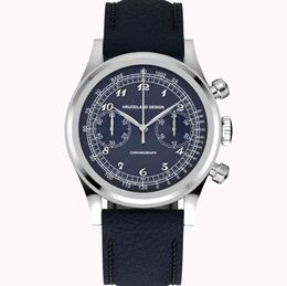 Hruodland – montre chronographe à Quartz Vintage, bulle de saphir, en acier inoxydable, mouvement Vk64, hommage, cadran bleu 38mm, Relogio Curren