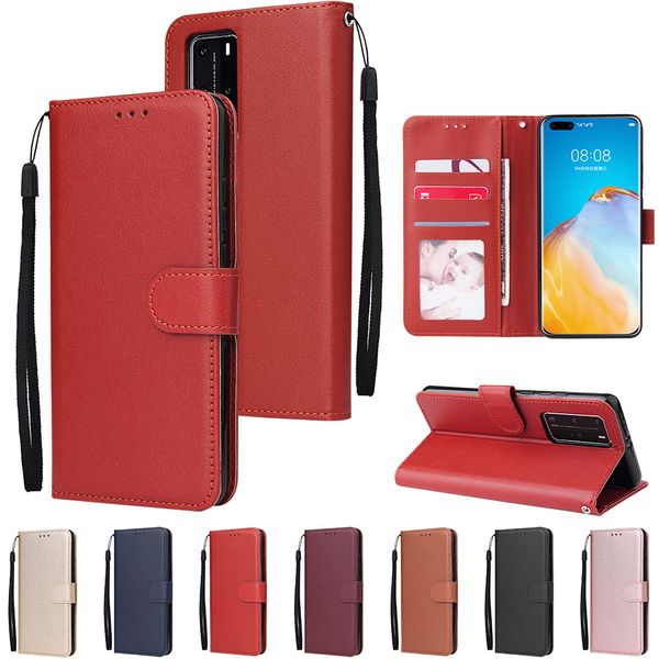 Estuches de billetera de cuero HS PU Ranura para tarjeta PhotoFrame Cubierta de TPU para Huawei P40 P30 P20 Pro Mate 30 20 P Smart 2021 Y5 Y6 Y7 Y9 Prime Y5P Y6P Y7P Y8P Honor 9A 7A 7C 8A 8X 10i 20i Lite