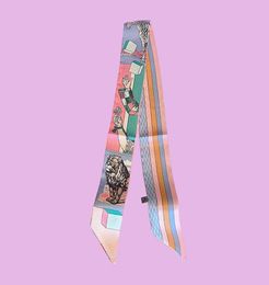 HS Twill Small Silk Scarf Theatre Zomer Wikkelzak Handgreep Dun smal Long Ribbon French Hair Band Scarf2973426