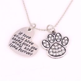 HS29 Si l'amour avait pu vous sauver, vous auriez vécu éternellement, breloque en forme de cœur, en alliage de cristal, adapté au collier pour chien, chat ou ours, DIY, 3196