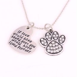 HS29 Si l'amour avait pu vous sauver, vous auriez vécu éternellement, breloque en forme de cœur, en alliage de cristal, adapté au collier pour chien, chat ou ours, DIY, la313n