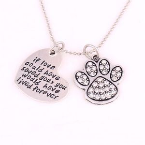 HS29 Si el amor pudiera haberte salvado, habrías vivido para siempre, dije de corazón, aleación de cristal, apto para collar DIY para perro, gato o oso, mascota 3196