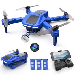 HS430 opvouwbare FPV-drone met 1080P-camera voor volwassenen en kinderen, RC Quadcopter met automatische zweefzwaartekrachtsensor 3 batterijen, blauw