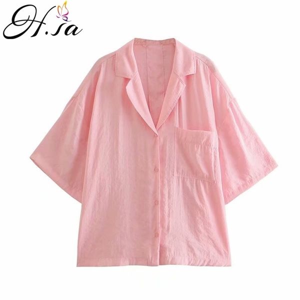 HSA Fashion Summer Casual Blouses roses Femme Bat manches courtes Chemise élégante Rose Tops amples 210716