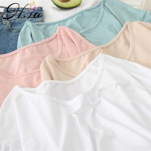 Hsa dames shirts roze solide vrouwelijke t-shirt harajuku zomer prinses grote kraag t-shirt make-up kunst top streetwear kort stolsel 210716