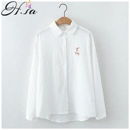 Hsa dames tops en blouses elegant lange mouw witte shirt dames solide kleur femme blusa feminina streetwear ropa mujer 210716