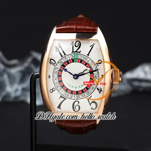 HSF 39,5 mm 8880 Vegas Edition Speciale Munegu Cal.sk Automatic Mens Watch Rose Gold Case Bruin Lederen Riemhanden Horloges Hello_Watch Z34A