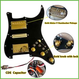 HSH Upgrade Voorbereide Pickguard Set Multifunctioneel Toggle split Split Switch Gold Alnico V Pickups High -output DCR Guitar Parts