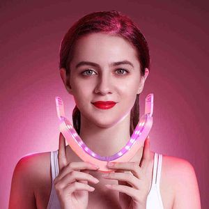 HSKOU Facial Lifting Device LED Photon Therapy Slimming Vibration Massager Double Chin V-shaped Cheek Lift Face220429