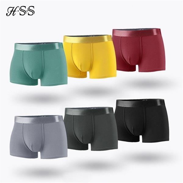 HSS Brand Bragas para hombre Ropa interior de algodón Hombres Boxers Ventilar Plus Size Boxershorts Metallic Lustre Hombre Calzoncillos LJ201110