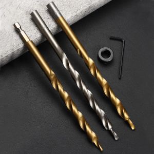 HSS Incliné Hole Drill Hex Twist Step Drill Bit Kreg Pocket Hole Drill Guide 9 / 9,5 mm avec collier d'arrêt pour le travail du bois