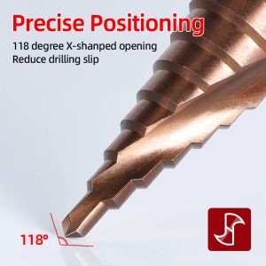 HSS M35 Titanium Step Boor bit 4-12 mm Spiral rechte groove 1/4 Hex Schank metalen gat Cutter Core Core Borill Saw Wood Tool