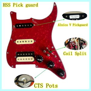 HSS Precableado Guitarra Strat Pickguard Set, Zebra Seymour Duncan SSL1 TB4 Pastillas Bobina Split Switch Arnés de cableado Kit Accesorios de guitarra