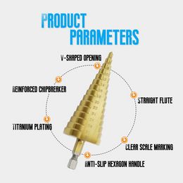 HSS STROOVE DROOVE BIT BIT TITANIUM TOAT THE SAY SAVE HEX PAGODA PERCEUR CONICAL STAGE CONICAL DROOT POUR MÉTAL WOOD POWER TOLL