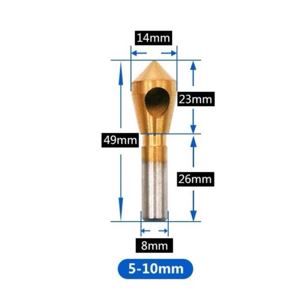 HSS Titane CounterSink Bit de forage déburring Bit 6/8/10 / 12 mm pour couper le trous en plastique en métal en plastique