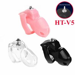 HT V5 Cage de chasteté clic serrure pénis anneaux de servitude ceinture dispositif saint formateur jouets sexuels pour homme Gay Sissy 240102