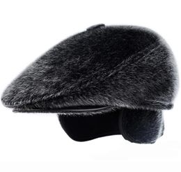 HT1845 Retro Classic Autumn Hiver Hat Hommes Vintage Faux Dada Chapeau à oreille chaude Bérets plats mâles Béret Ivy Béret Cap5519558