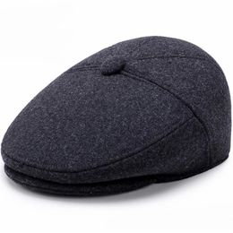 HT1851 Hommes casquettes chapeaux automne hiver chapeaux avec rabat d'oreille Vintage gavroche Ivy casquettes plates laine mélange bérets hommes décontracté chaud Beret272Z