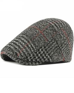 HT2701 Béret Cap d'automne Hiver Wool Hat Vintage Plaid Men Women Berets Retro Retro Ivy Newsboy Flat Cap Artiste Painter Painter 207598919