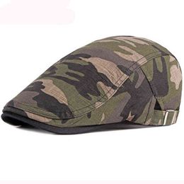 HT3011 Beret Cap Men Spring Summer Camouflage Army Cap Cotton verstelbare baret hat vintage krantenverkoper Ivy platte pet Men vrouwen Berets J220722
