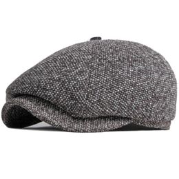 HT3747 Baret Mannen Vrouwen Herfst Winter Hoed Achthoekige Sboy Cap Warm Kunstenaar Schilder Wol Mannelijke Vrouwelijke Platte 240117