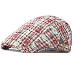 HT4138 Casquette Chapeau Hommes Femmes Béret Cap Rétro Plaid Béret Chapeau Printemps Été Respirant Ivy Gavroche Casquette Plate Mâle Femelle Cabbie Bérets