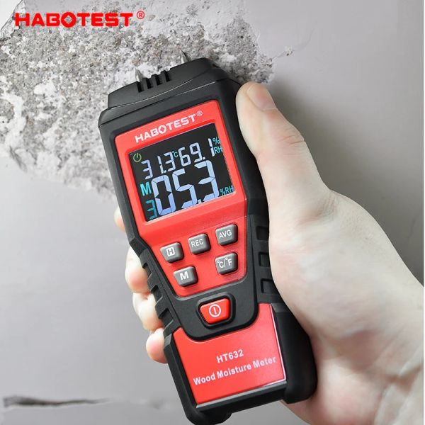 HT632 Wood Mydat Murd Wall Water Tester Digital Humidity METER HABOTEST deux broches Hygromètre en béton en béton de ciment Brick