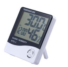 HTC-1 LCD température numérique hygromètre Horloge hygromètre Accueil thermomètre intérieur hygromètre extérieur Station météorologique avec horloge
