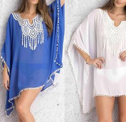 htzyh Sexy Femmes Caftan Sarong Blouses Maillot De Bain Plage Cover ups Bikinis Maillot De Bain Cover Up Plage Tunique Robe Dentelle Mousseline De Soie Pareo3419974