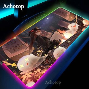 HU TAO Genshin Impact 80x30cm tapis de souris de jeu d'ordinateur RGB PC tapis de souris de jeu d'ordinateur Animation anti-dérapant grand tapis de tapis LED rétro-éclairage 240113