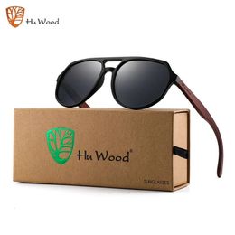 Hu Wood Polorise Sunglasses Men Luxury Brand Vintage Vintage Design Pilot Pilot Sun Verres de conduite Symires de conduite GR8049 240515