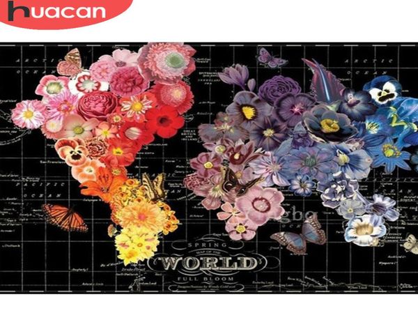 HUACAN 5D bricolage diamant peinture fleurs pleine perceuse diamant Art broderie carte du monde mosaïque décor à la maison à la main cadeau 5062457
