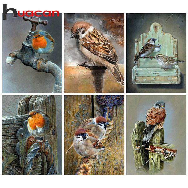 Huacan 5D peinture ronde/carrée complète oiseau diamant broderie mosaïque Animal fait à la main cadeau