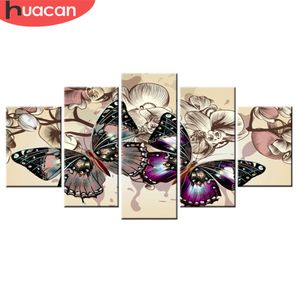 Huacan Diamant Mosaïque Papillon Multi-image Combinaison Pleine Carrée Broderie Point De Croix Peinture Art Cadeau 5 pcs / set 201202