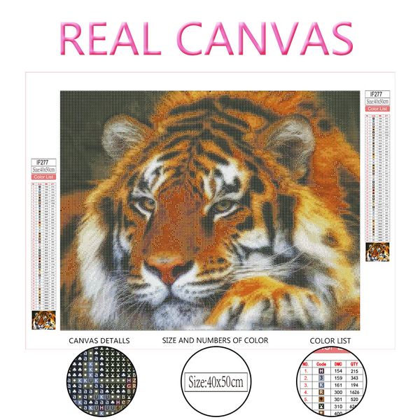 Huacan Diamond Painting Tiger Animal Full Square Round Drill Decor Home Kits Craft Kits Broiderie Perle Mosaïque Image des strass