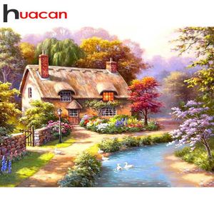 Huacan Full SquareRound Peinture Paysage DIY Diamant Broderie Maison Décoration Maison