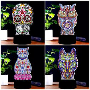 HUACAN LED Lampe Diamant Peinture 5D Lumière Diamant Broderie Coloré Sept Lumières Strass DIY Cadeau De Noël 201112